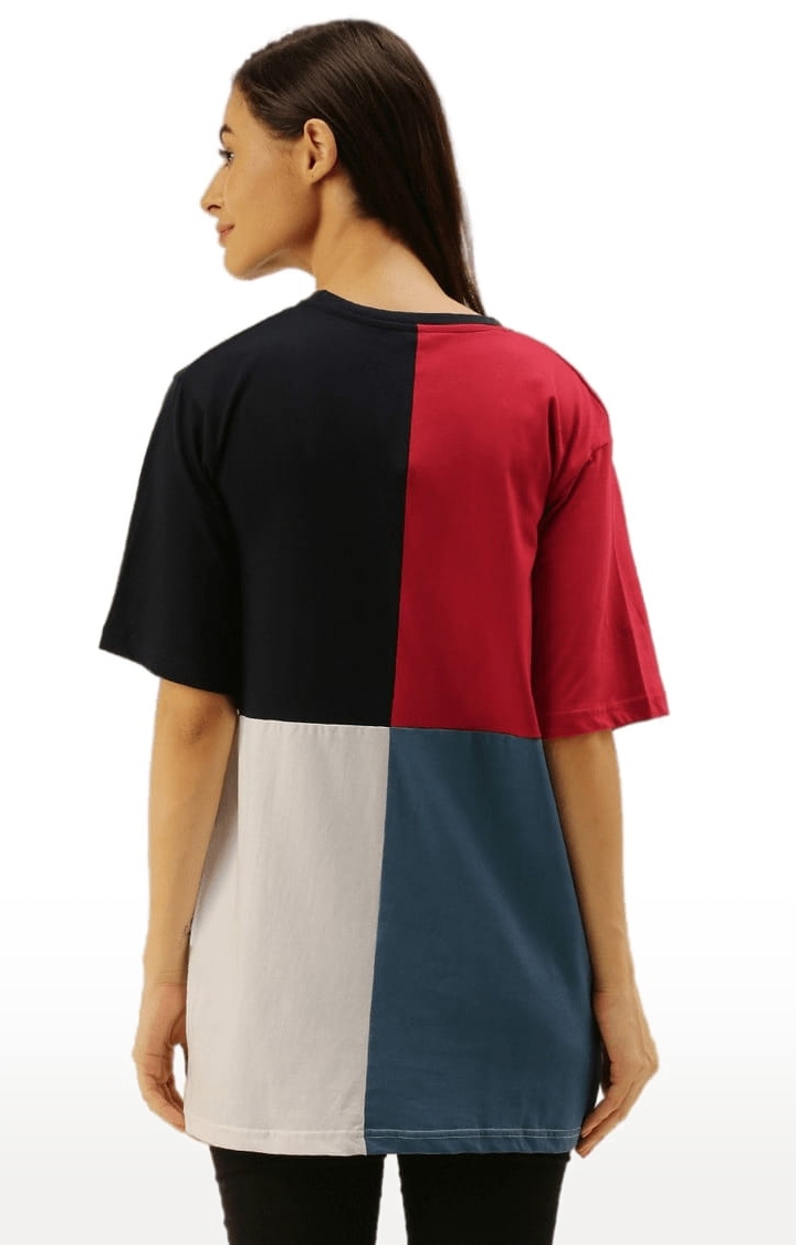 Dillinger | Women's Multicolour Cotton Colourblock Oversized T-Shirt 3