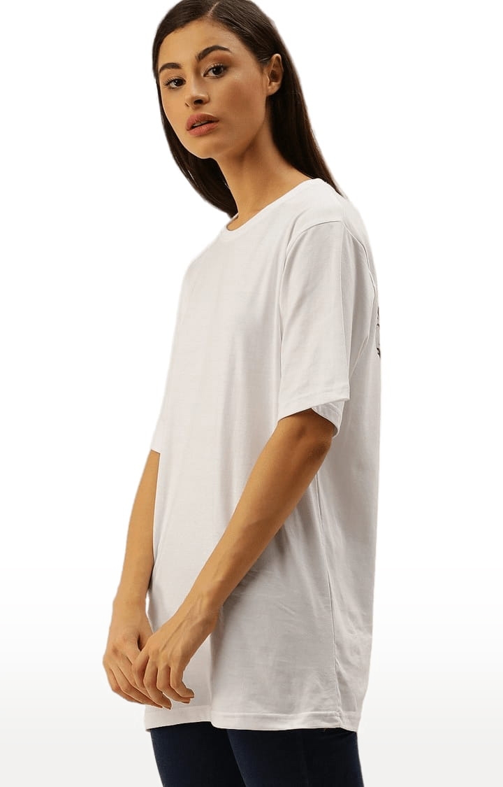 Dillinger | Women's White Solid Oversized T-Shirts 2