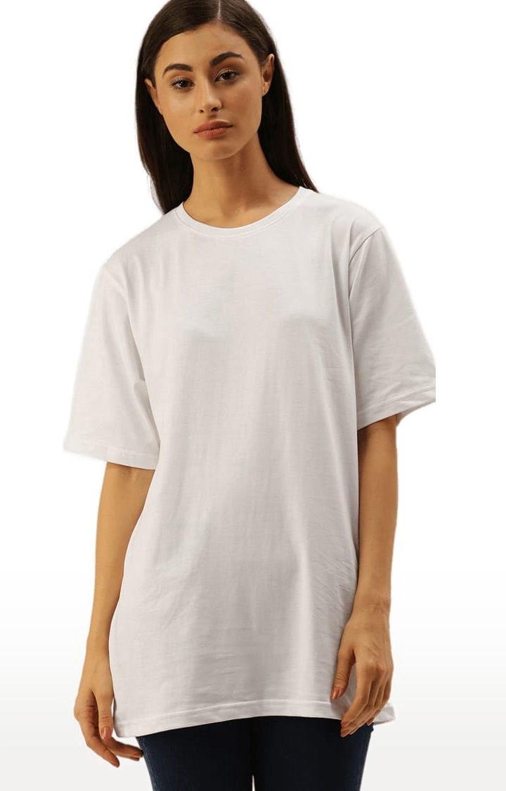 Dillinger | Women's White Solid Oversized T-Shirts 0