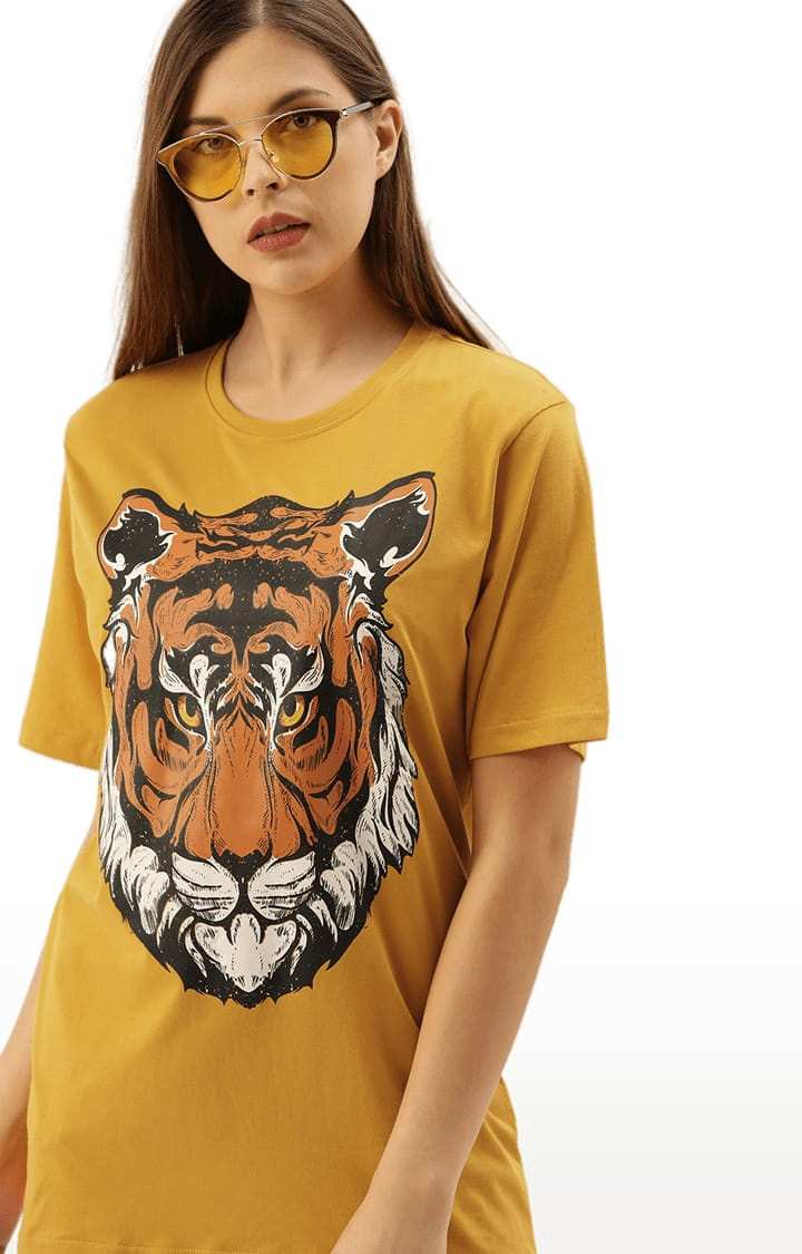 Women's Yellow Graphics Oversized T-Shirts