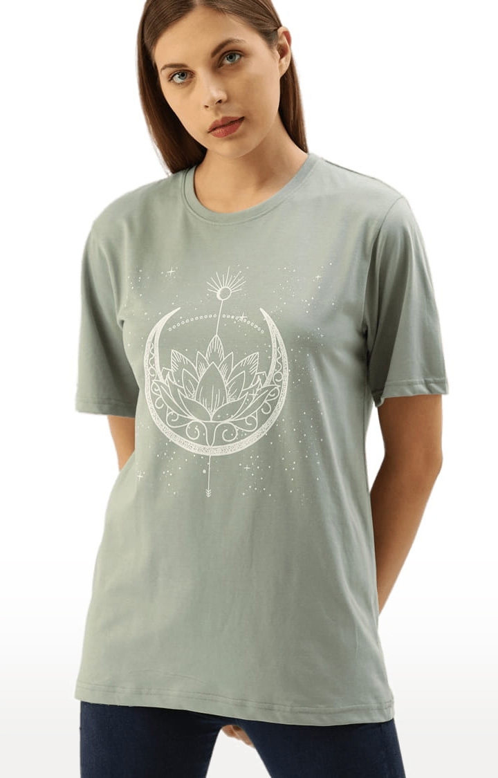 Dillinger | Women's Grey Cotton Printed Regular T-Shirt 0