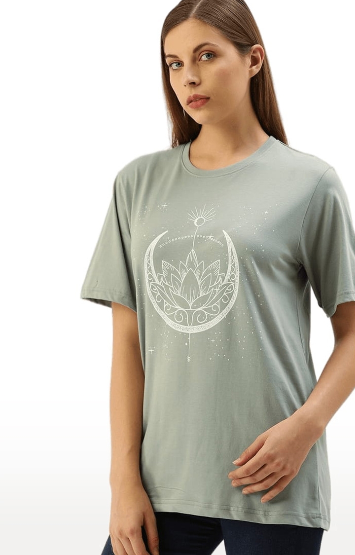 Dillinger | Women's Grey Cotton Printed Regular T-Shirt 2
