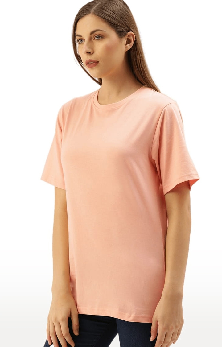 Dillinger | Women's Orange Solid Oversized T-Shirts 1