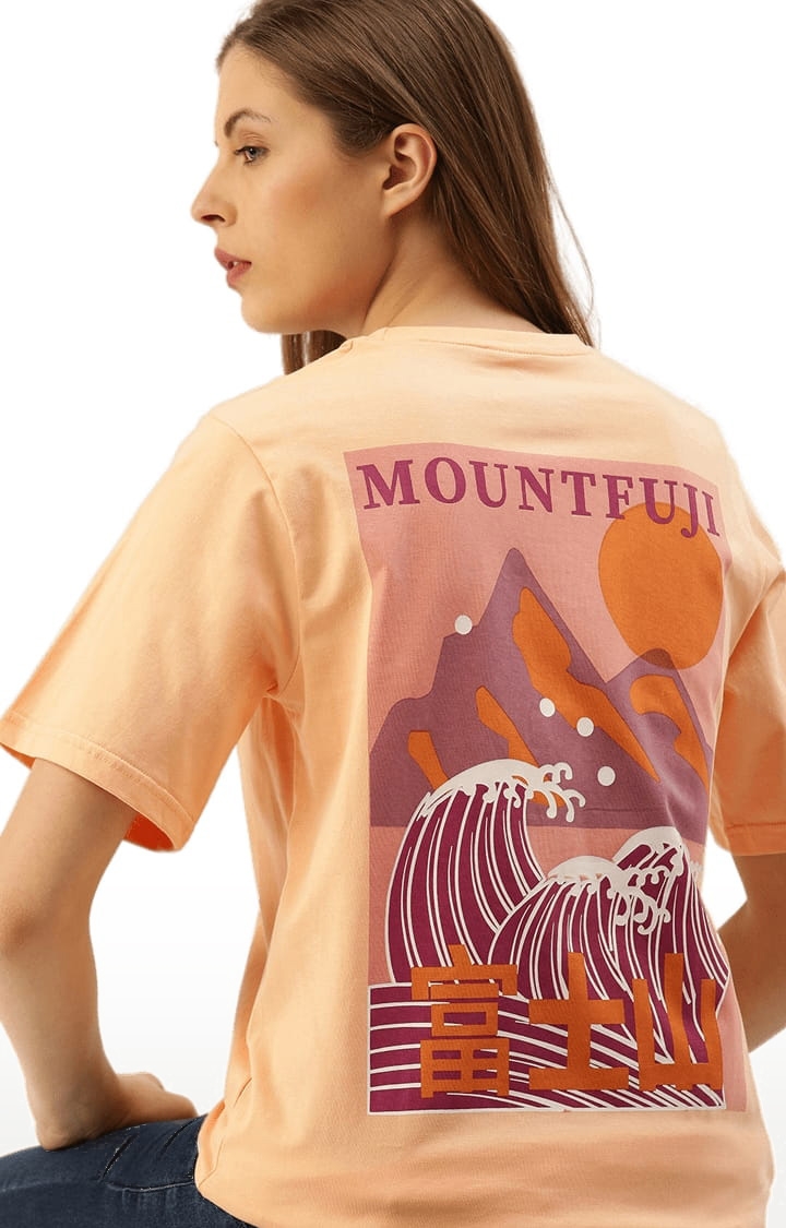 Dillinger | Women's Orange Solid Oversized T-Shirts 3