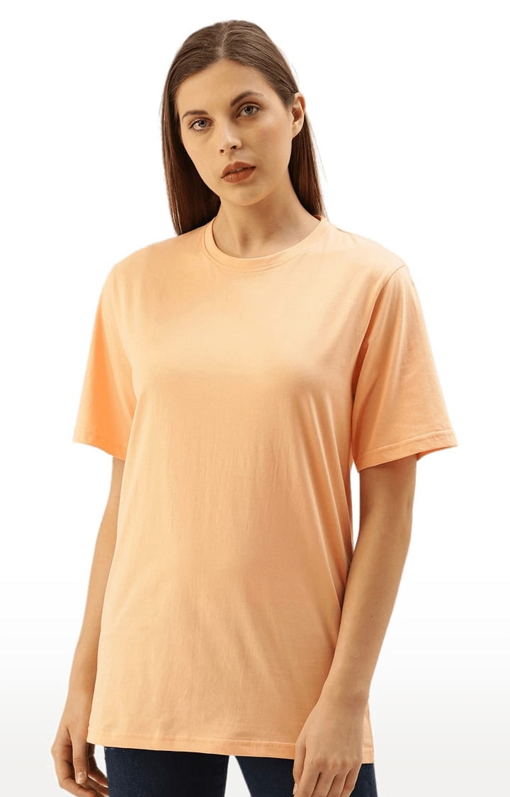 Dillinger | Women's Orange Solid Oversized T-Shirts 0