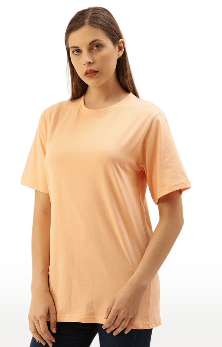 Dillinger | Women's Orange Solid Oversized T-Shirts 1