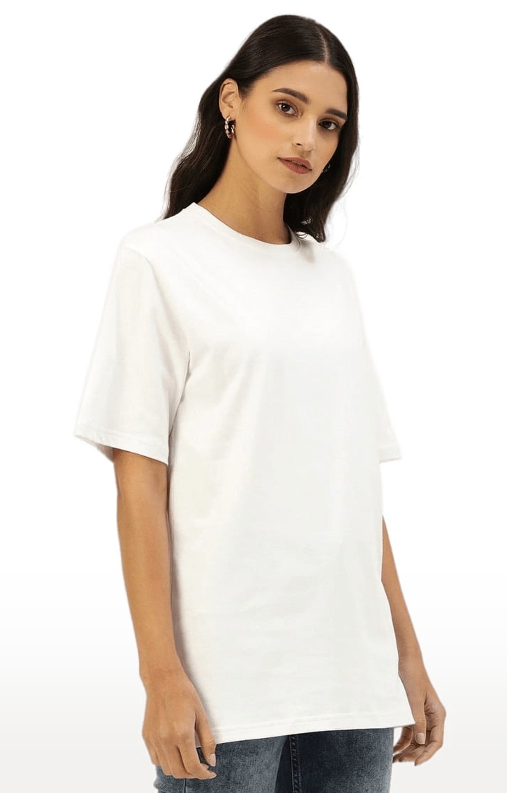 Dillinger | Women's White Solid Oversized T-Shirts 2