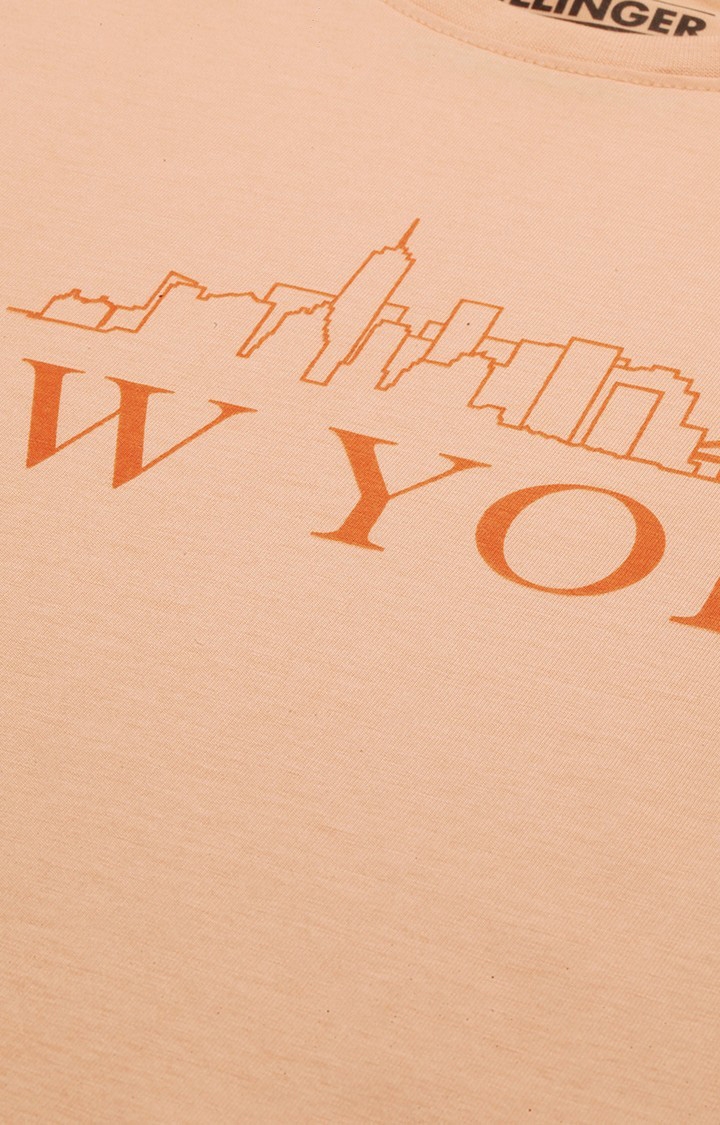 Dillinger | Women's Orange Typographic Oversized T-Shirts 4
