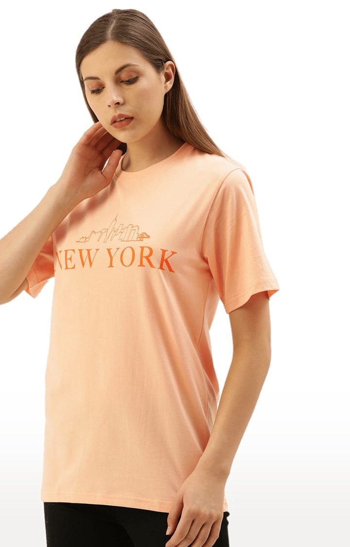 Dillinger | Women's Orange Typographic Oversized T-Shirts 2