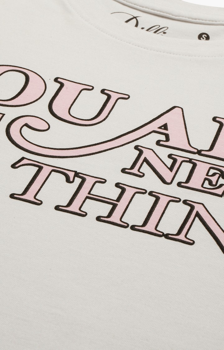 Dillinger | Women's White Typographic Regular T-Shirts 4