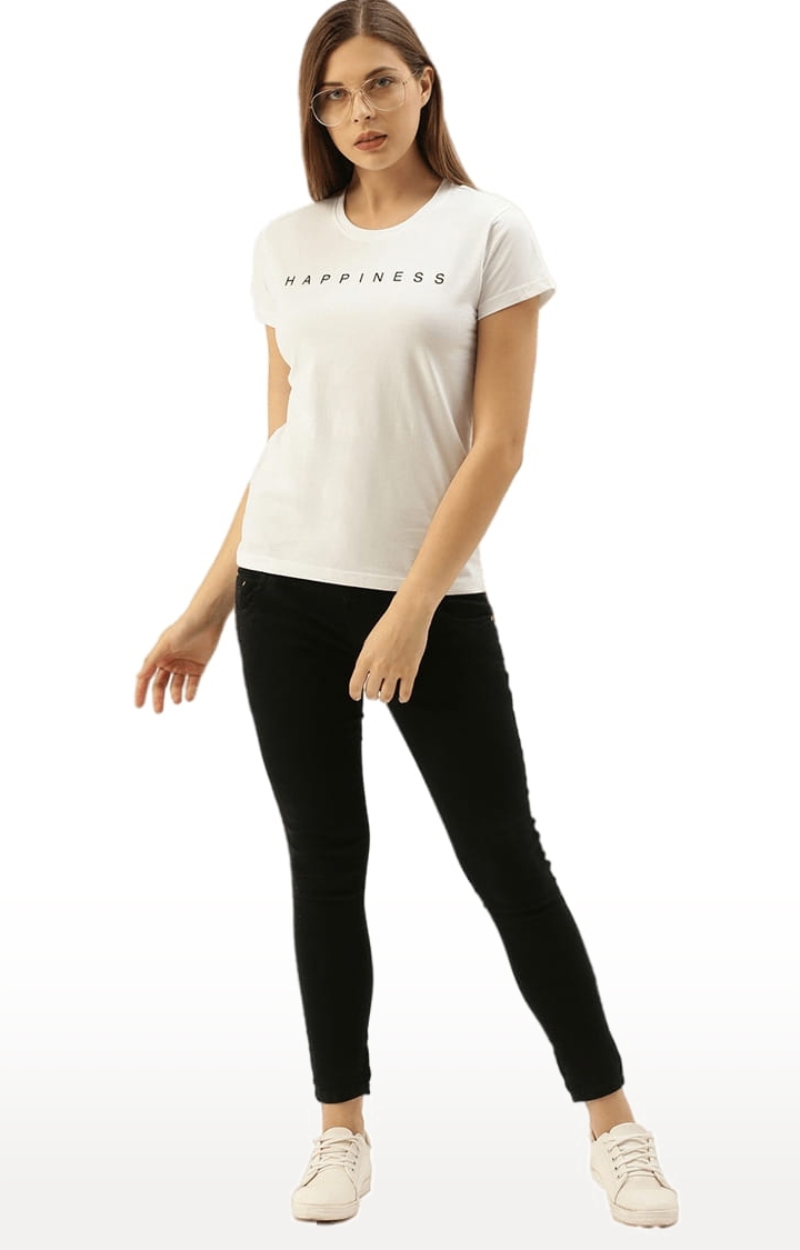 Dillinger | Women's White Typographic Regular T-Shirts 1