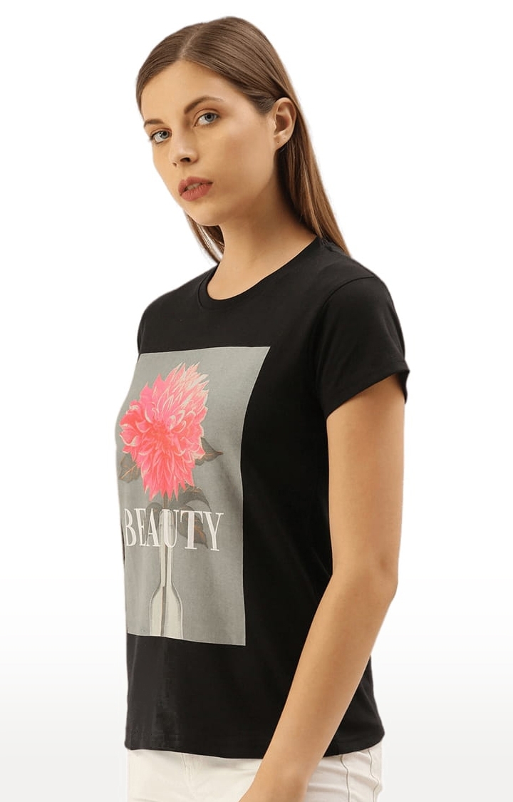 Dillinger | Women's Black Cotton Printed Regular T-Shirt 0