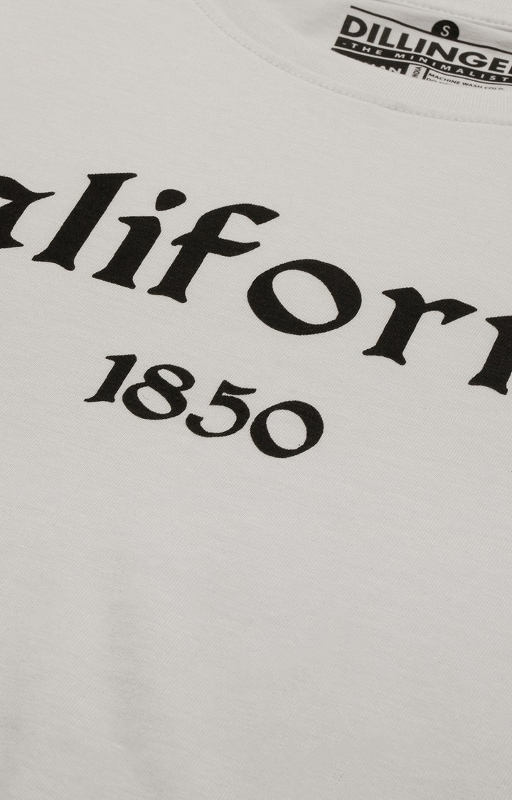 Dillinger | Women's White Typographic Oversized T-Shirts 4