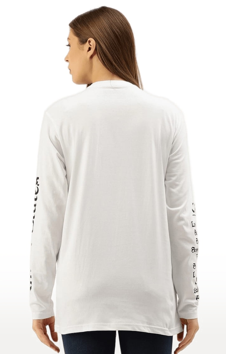 Dillinger | Women's White Typographic Oversized T-Shirts 3