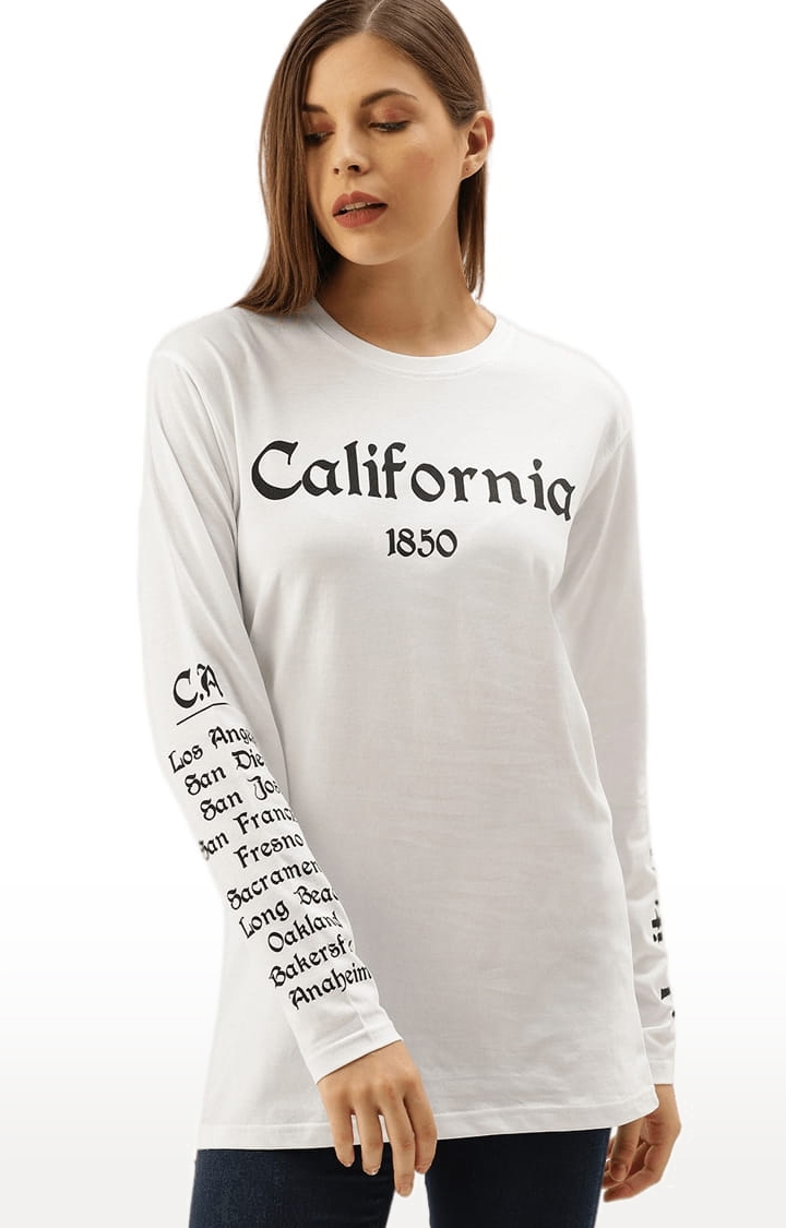 Dillinger | Women's White Typographic Oversized T-Shirts 0
