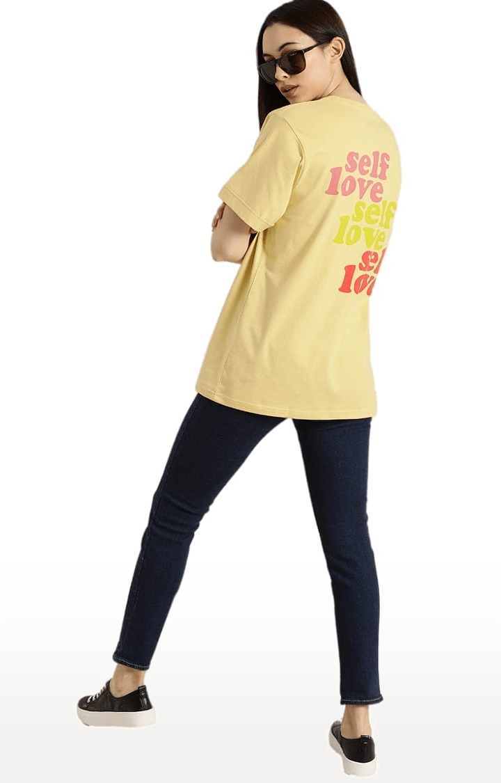 Dillinger | Women's Yellow Solid Oversized T-Shirts 1