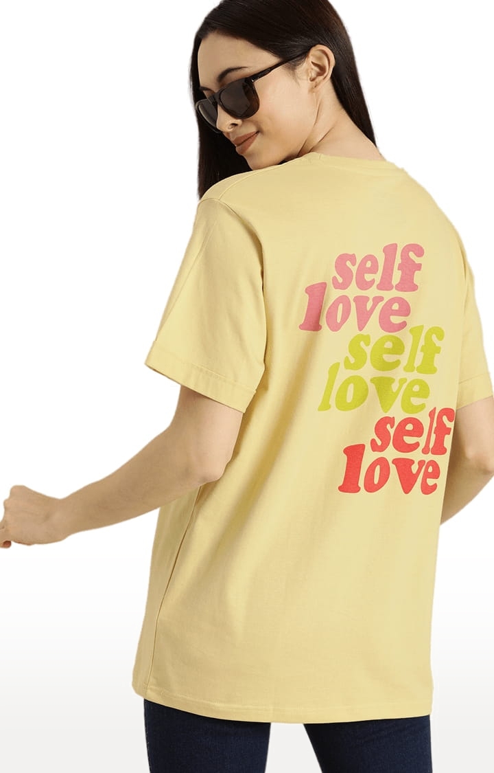 Dillinger | Women's Yellow Solid Oversized T-Shirts 3