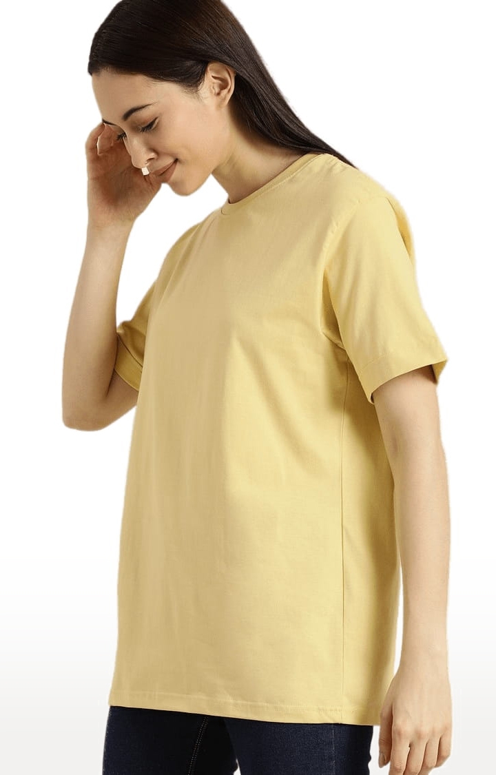 Dillinger | Women's Yellow Solid Oversized T-Shirts 2