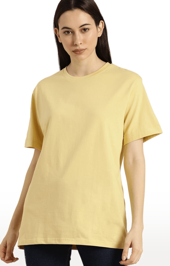 Dillinger | Women's Yellow Solid Oversized T-Shirts 0