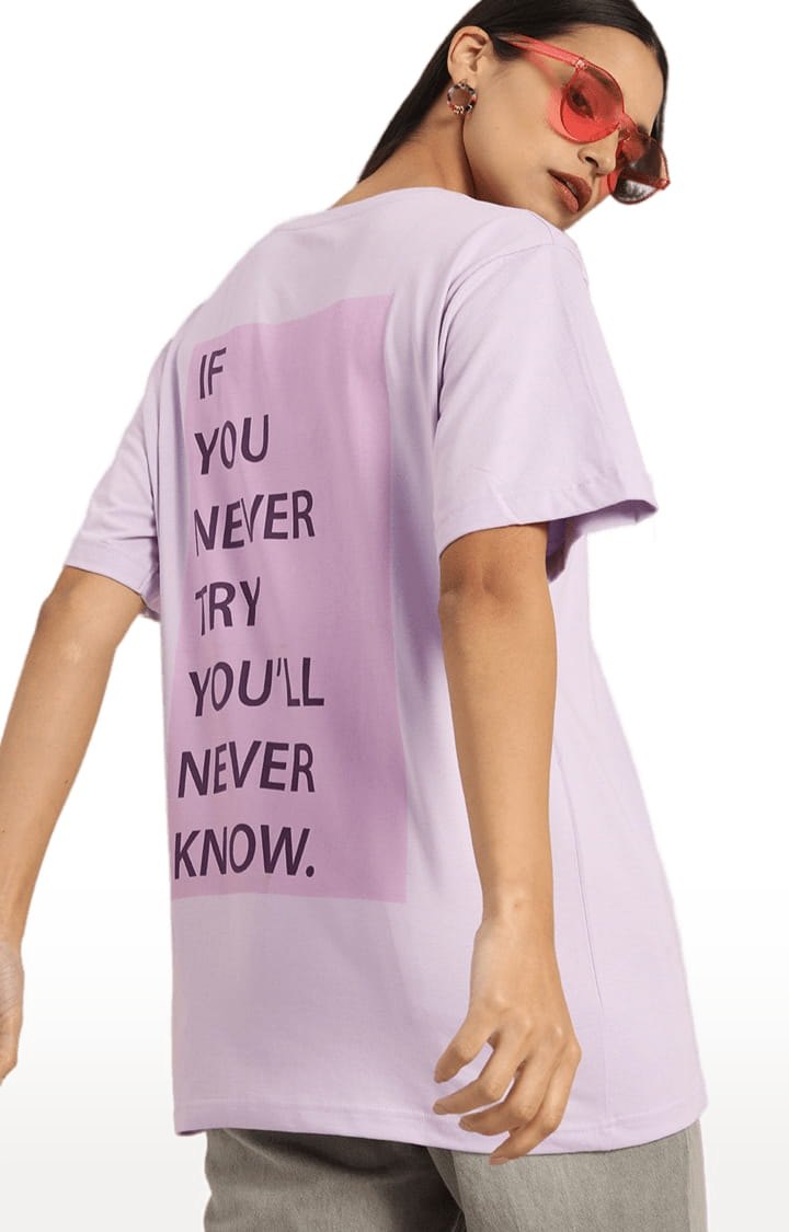 Women's Purple Solid Oversized T-Shirts