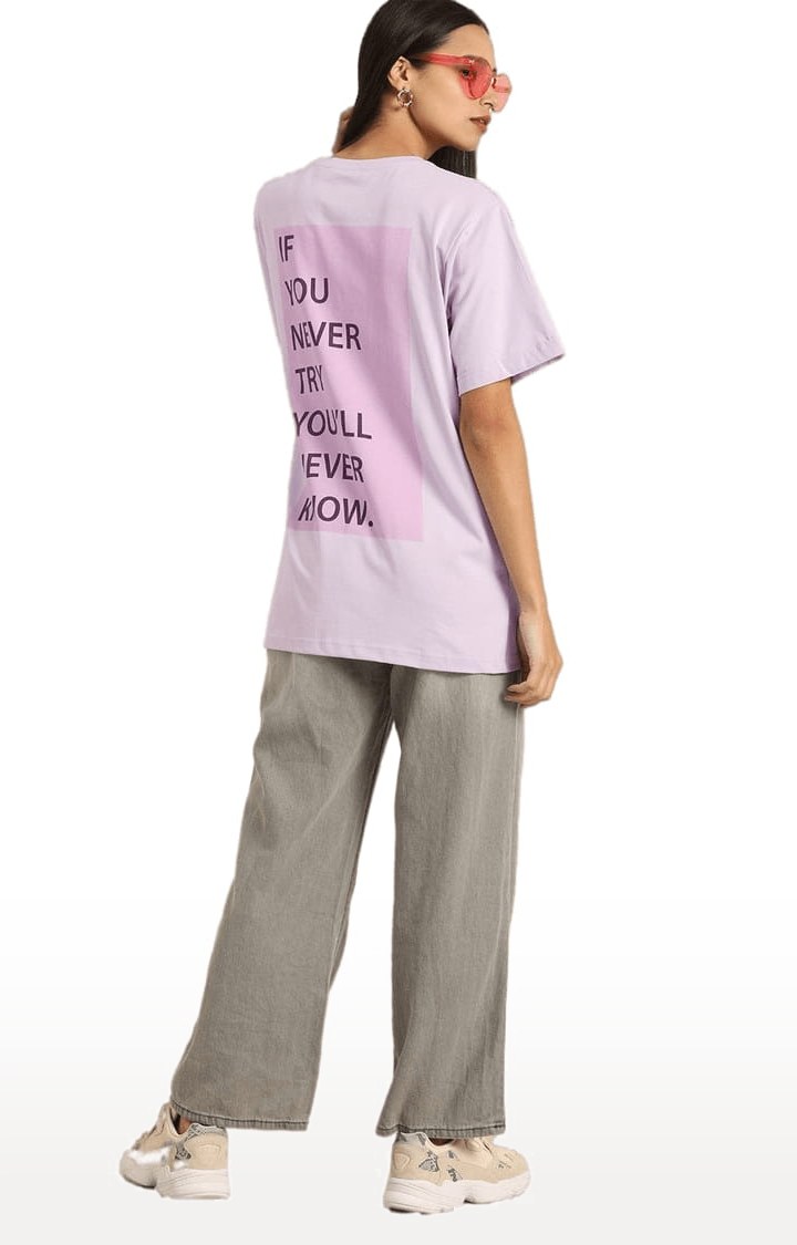 Women's Purple Solid Oversized T-Shirts