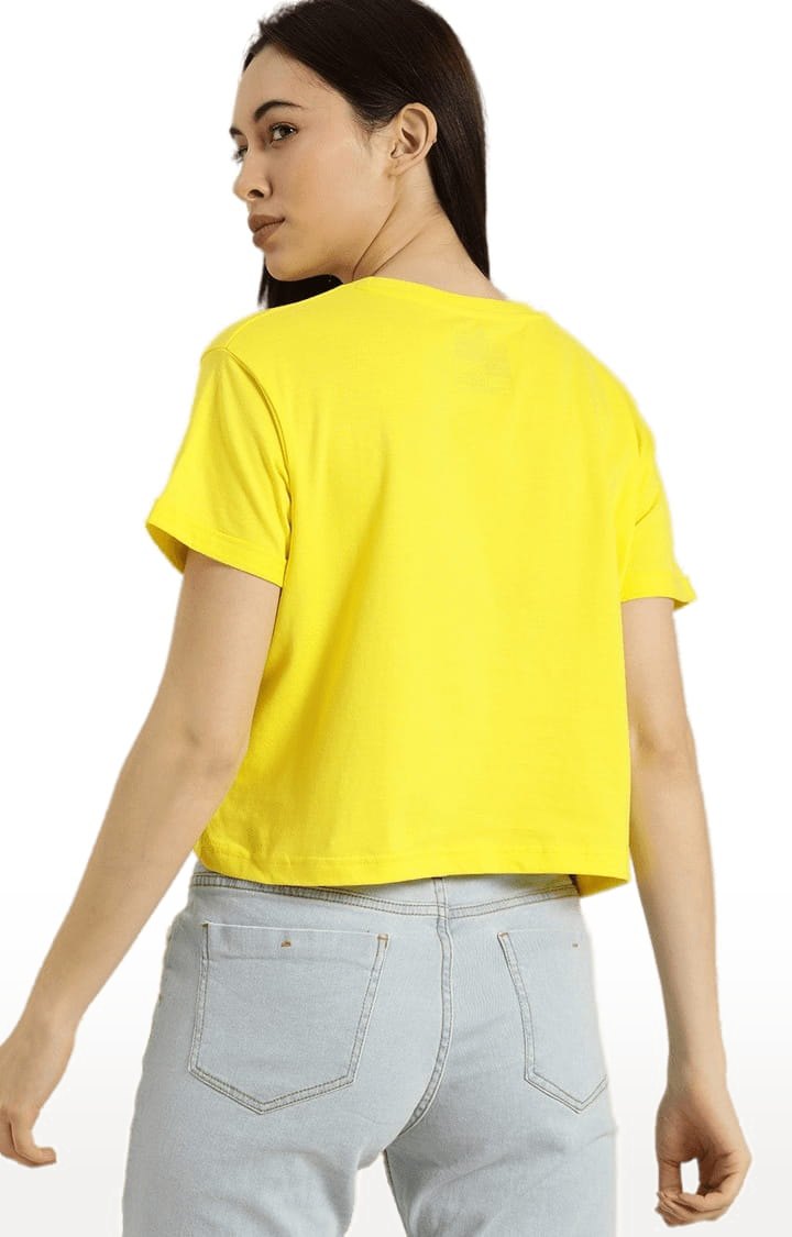 Women's Yellow Printed Crop Top