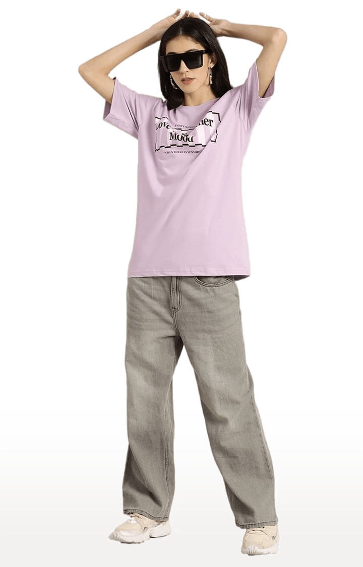 Dillinger | Women's Purple Printed Boxy T-Shirt 1