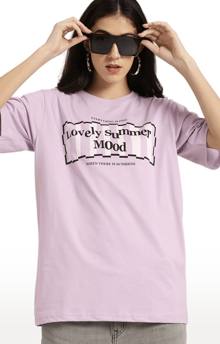 Dillinger | Women's Purple Printed Boxy T-Shirt 0