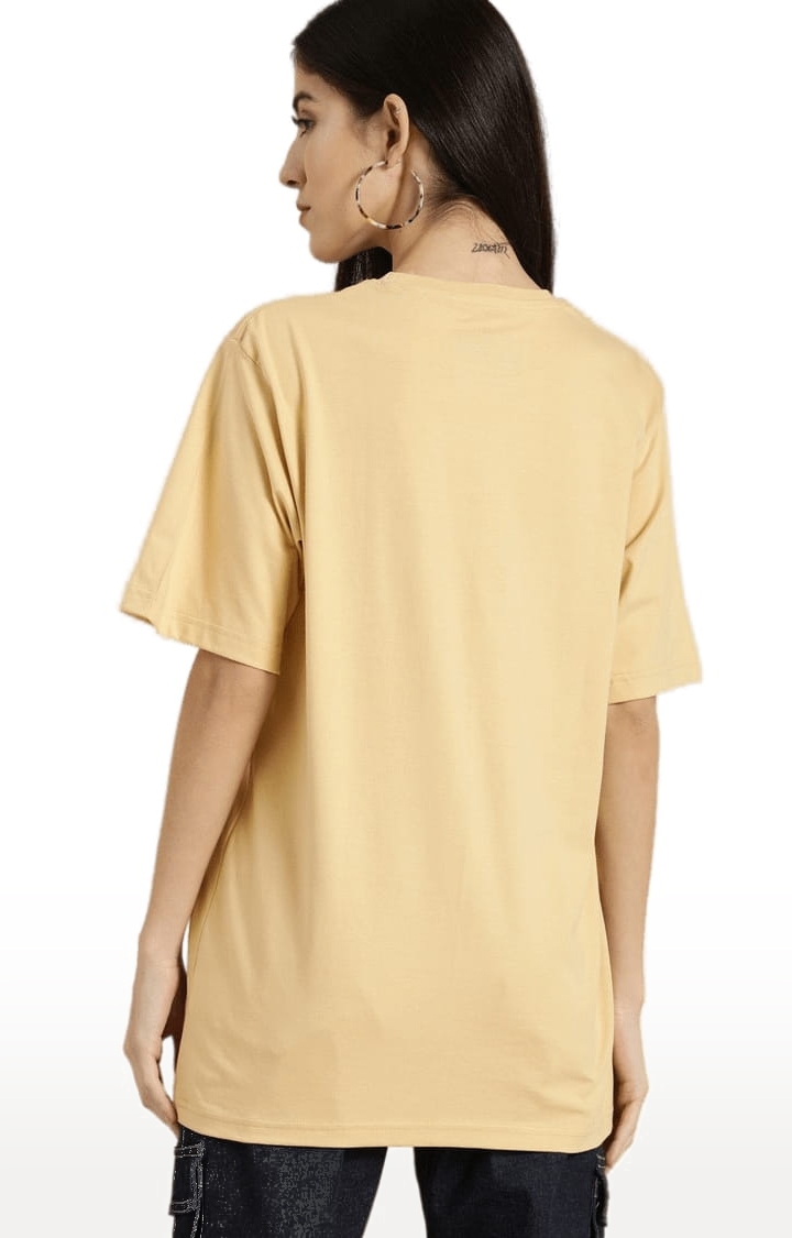 Dillinger | Women's Beige Cotton Printed Oversized T-Shirt 3