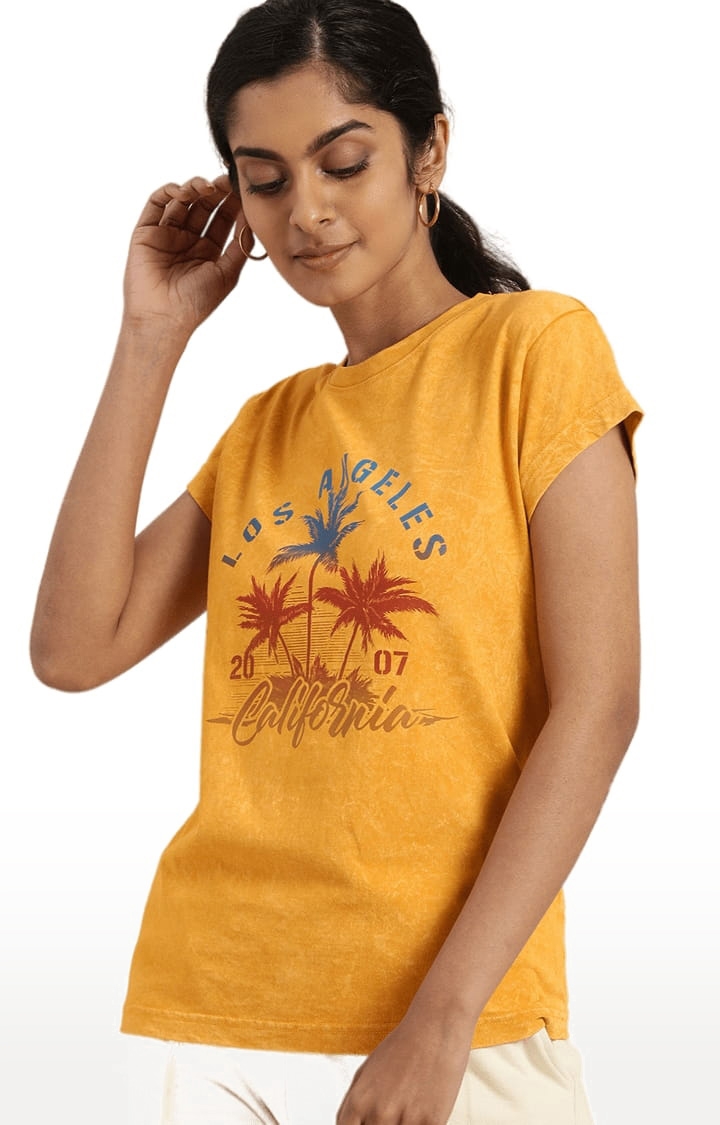 Dillinger | Women's Yellow Graphics Regular T-Shirts 0