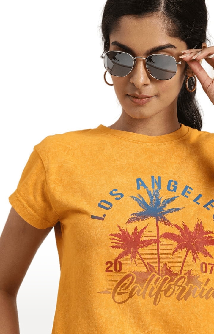 Dillinger | Women's Yellow Graphics Regular T-Shirts 3