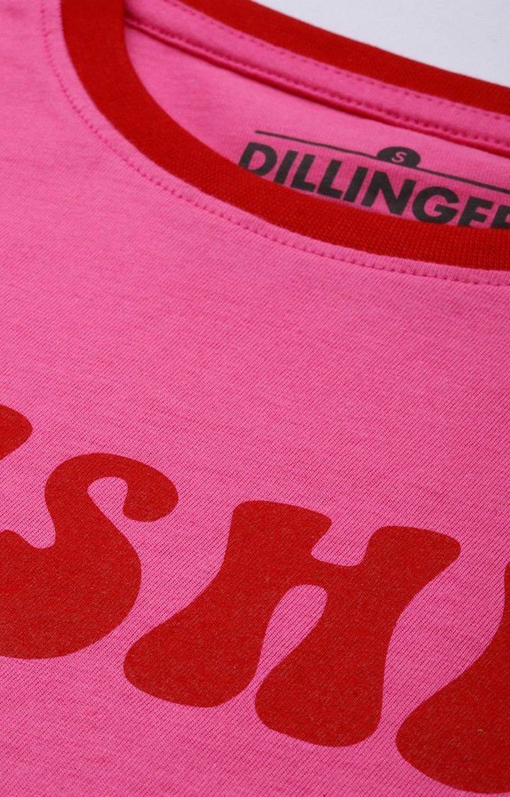 Women's Pink Typographic Regular T-Shirts