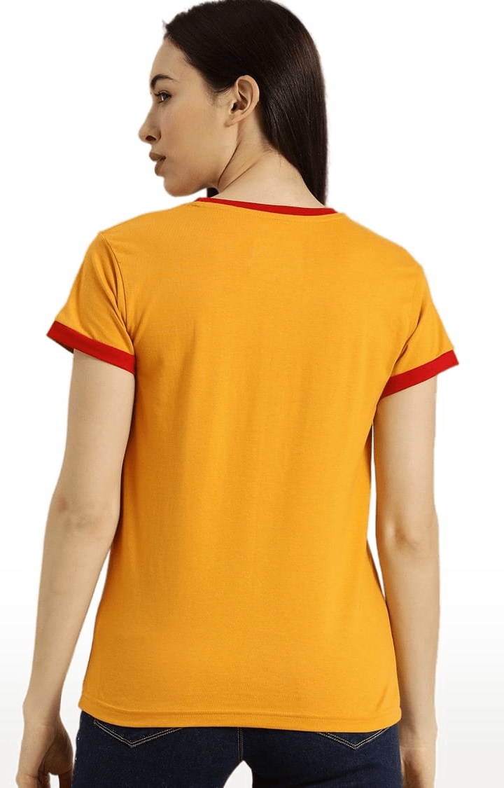 Dillinger | Women's Yellow Typographic Regular T-Shirts 3