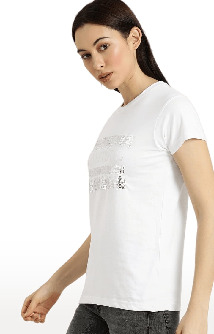 Dillinger | Women's White Printed Regular T-Shirts 2