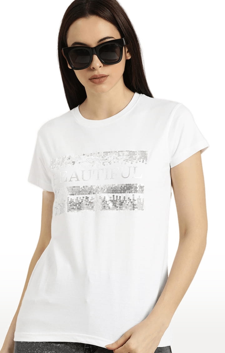 Dillinger | Women's White Printed Regular T-Shirts 0