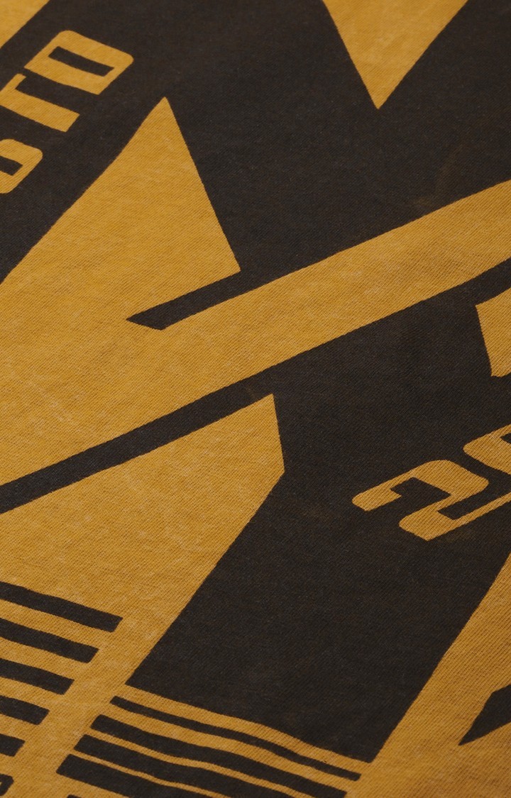 Women's Yellow Typographic Boxy T-Shirt