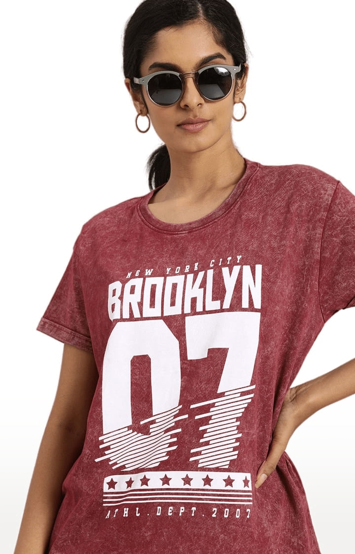 Dillinger | Women's Red Printed Boxy T-Shirt 3