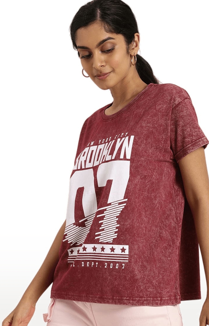Dillinger | Women's Red Printed Boxy T-Shirt 0
