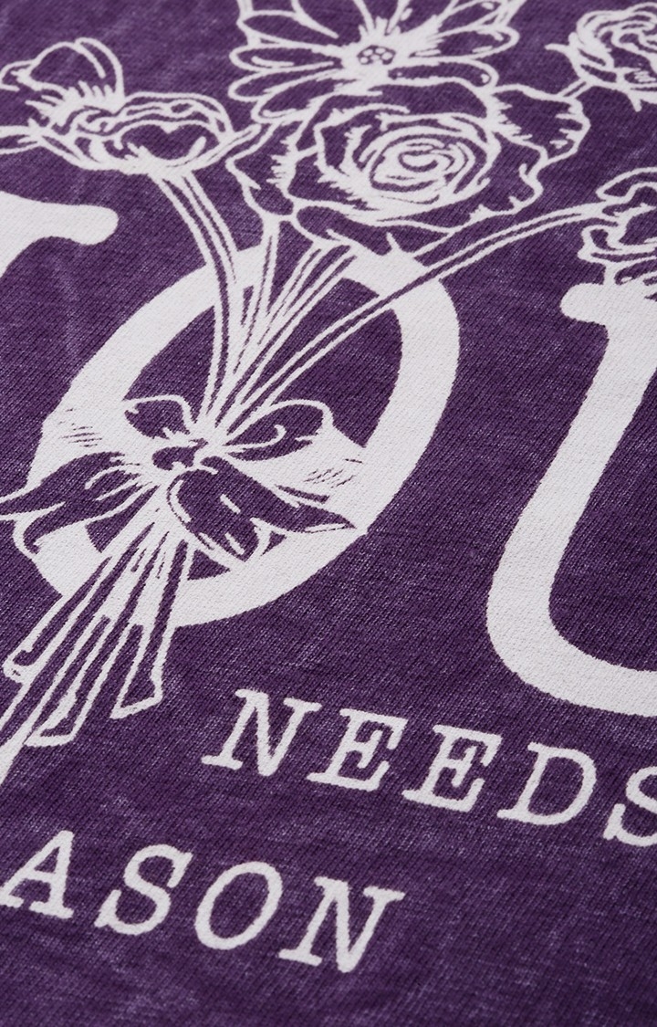 Dillinger | Women's Purple Typographic Boxy T-Shirt 4
