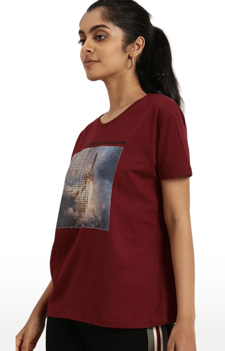 Dillinger | Women's Red Printed Oversized T-Shirts 2