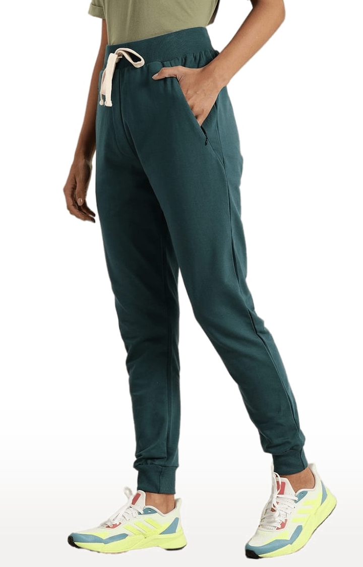 Dillinger | Women's Green Cotton Solid Casual Jogger 2