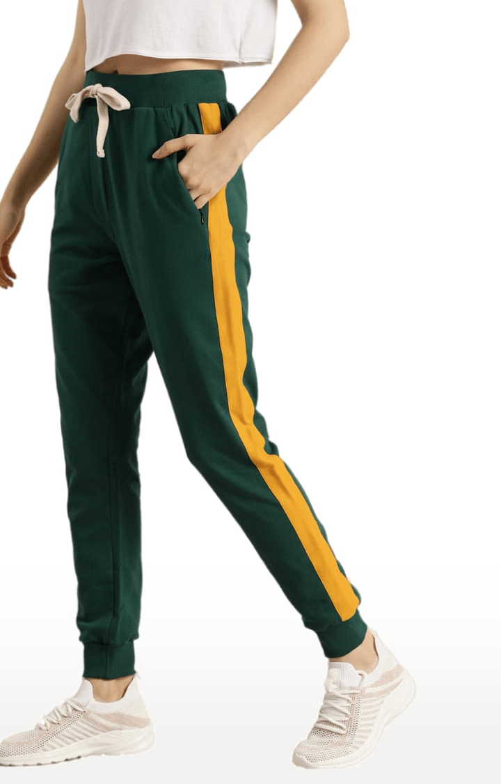 Women's Green Cotton Solid Casual Jogger