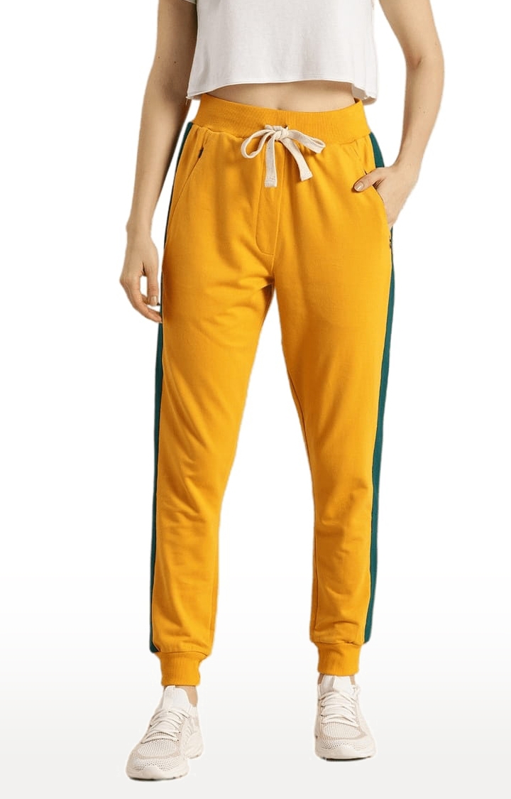 Dillinger | Women's Yellow Cotton Solid Casual Jogger 0