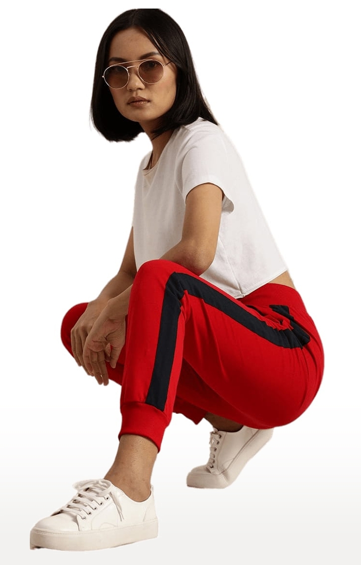 Dillinger | Women's Red Cotton Solid Casual Jogger 1