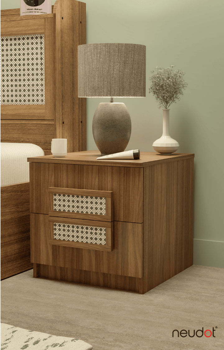 Sakura Rattan Bedside Table - Leon Teak Finish