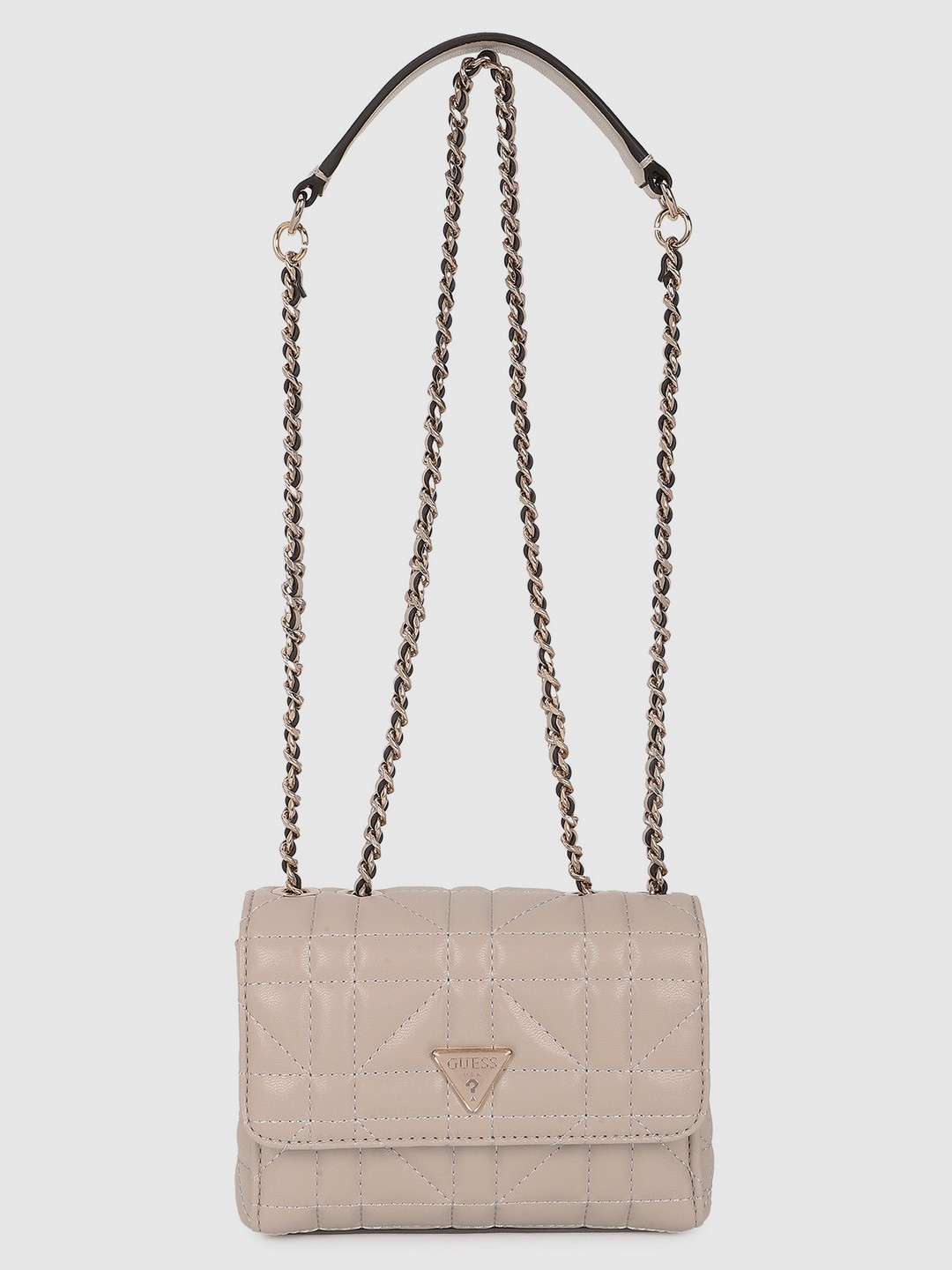 Guess Women Edita Light Taupe Quilted Crossbody Bag