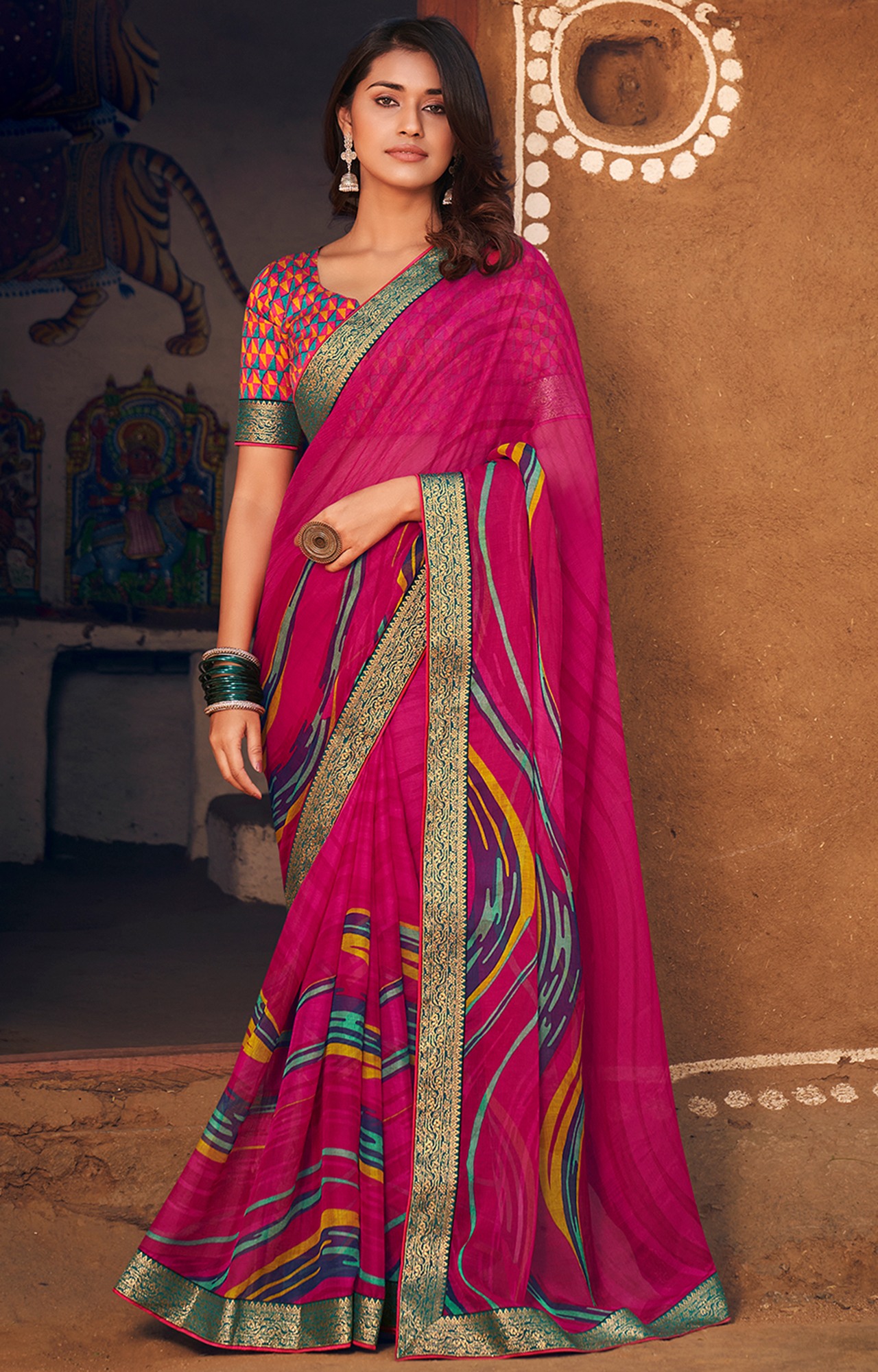 Women Magenta Chiffon Printed Saree-S_L21SHUBHLABH31008SSR01