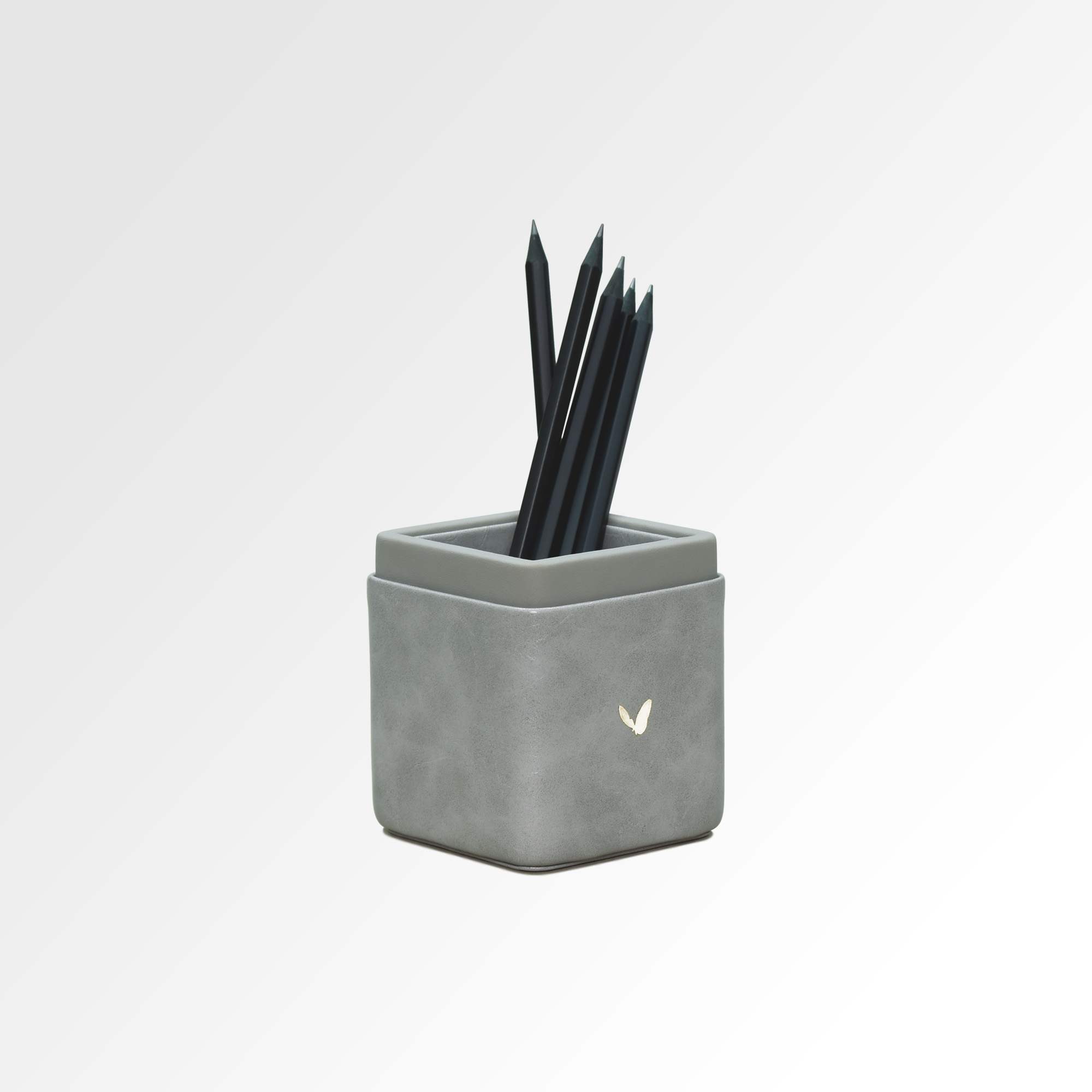 Pen/Pencil Holder | Faux Leather | Square Small | Moderno | Grey