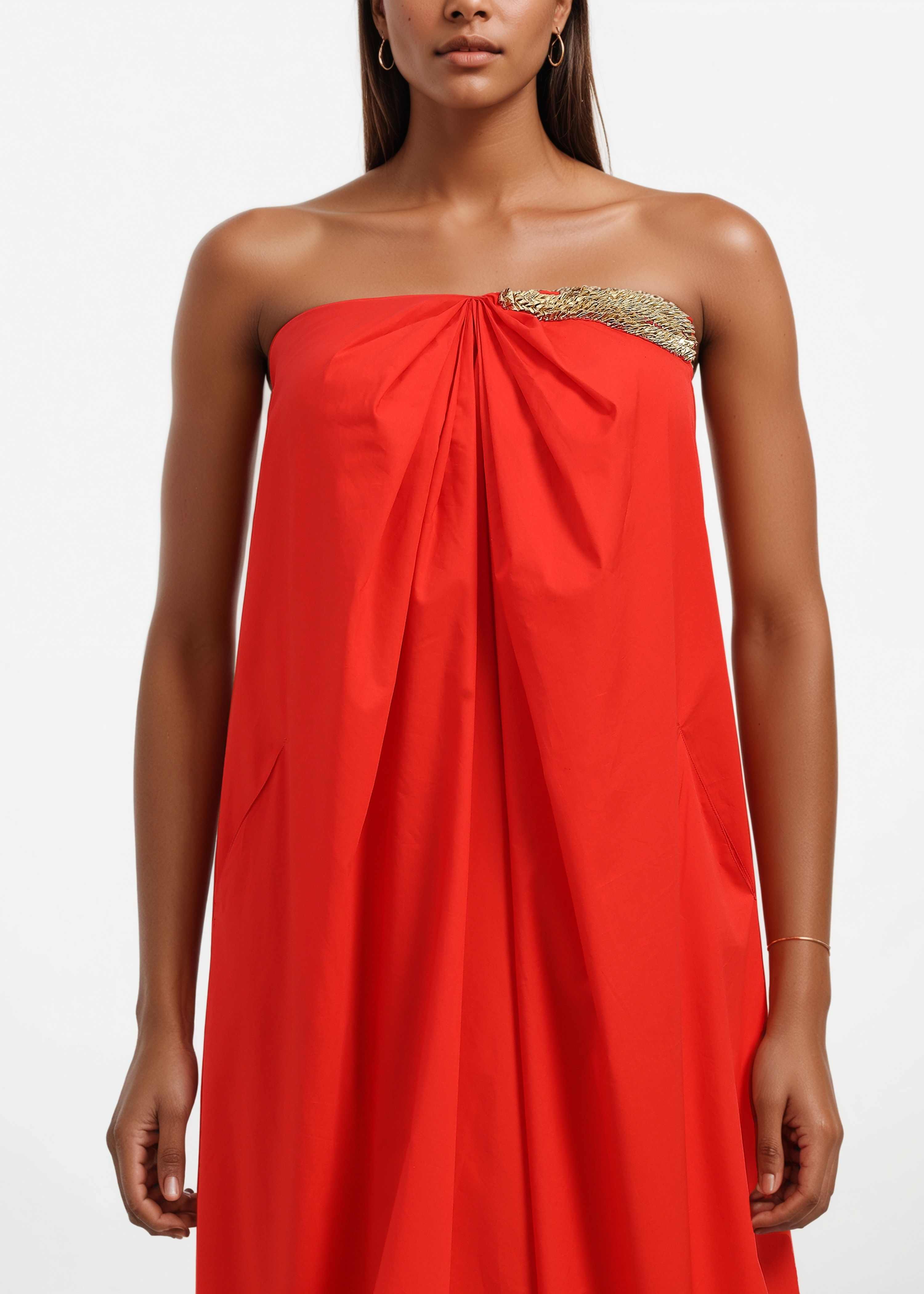 AKOK Red Cotton Red Tube Dress