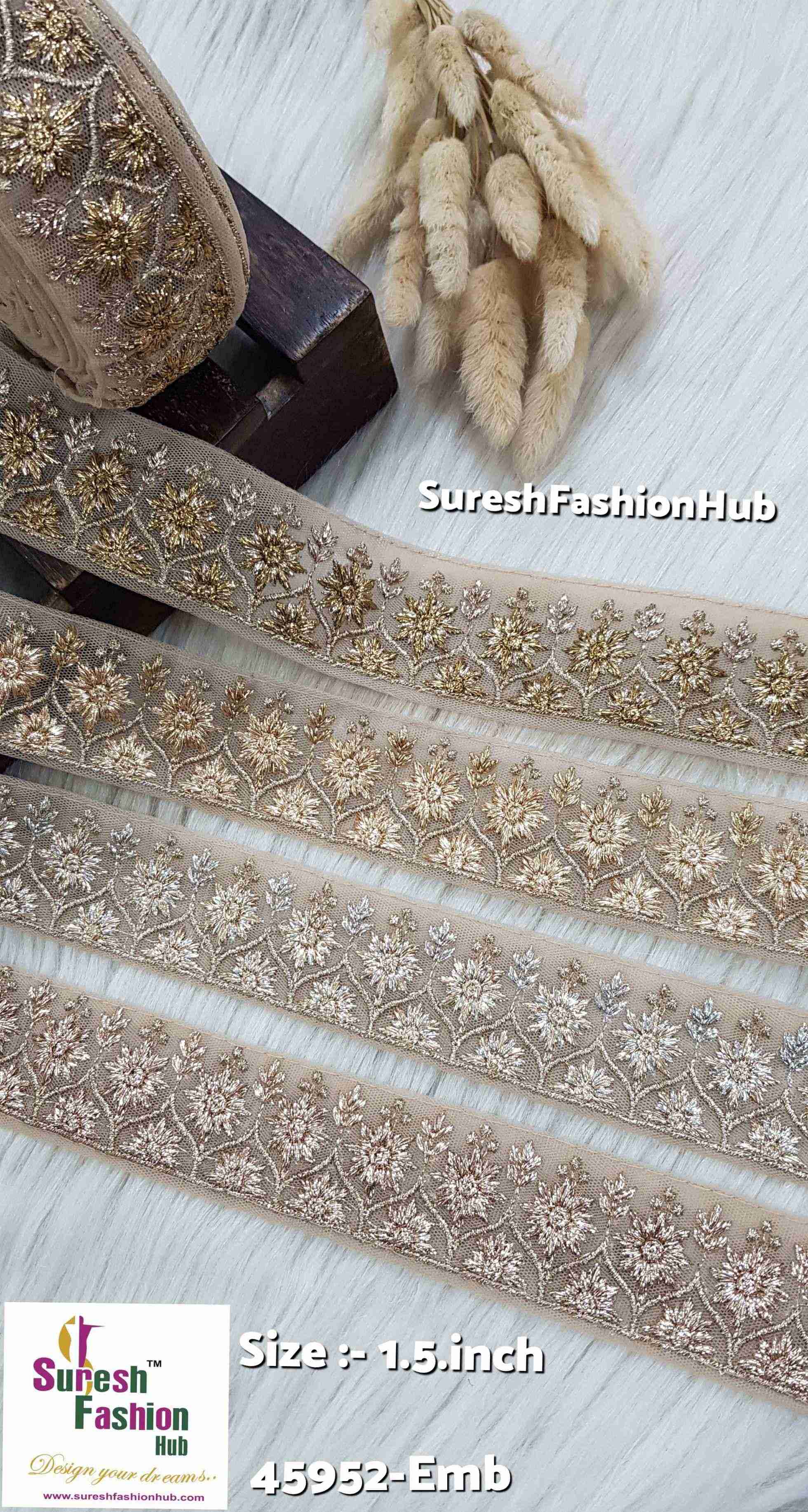 Opulent Silver + Gold Mix Badla  Embroidered Lace Roll